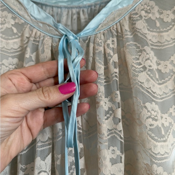 Intime of California Vintage Lace Chiffon Long Peignoir Robe Nightgown Small - Picture 5 of 13